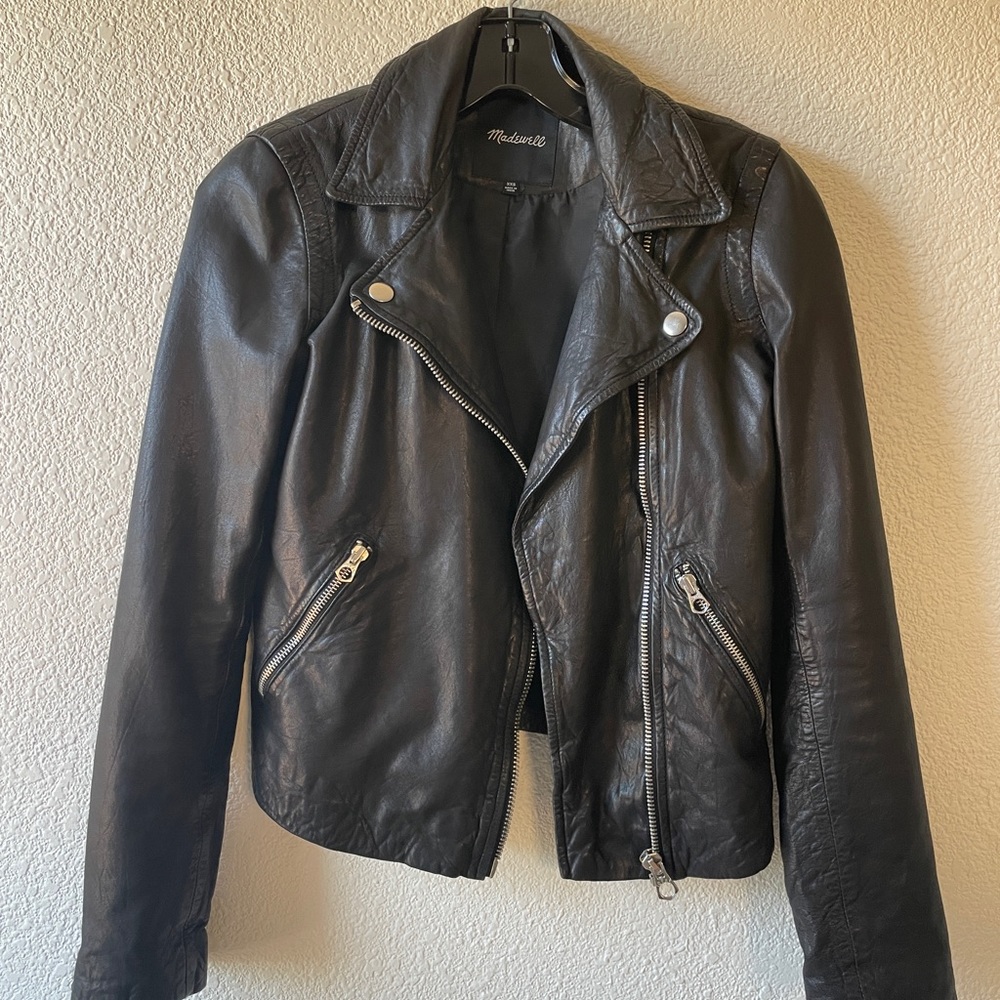 Washed Leather Motorcycle Jacket - Picture 2 of 4